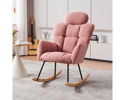 Sweiko Schommelstoel - Teddy - Tufting-techniek - Met hoofdsteun - Roze