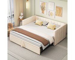 Sweiko Sweiko Slaapbank,90/180x200 cm, fluwelen stof, geen matras,Beige