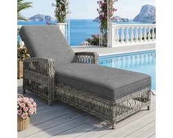 Sweiko Tuin ligbed - Ligstoel - Loungebed - Weerbestendig - Verstelbare rugleuning - Afneembaar kussen - Grijs