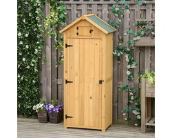 Sweiko Tuinhuis - Gereedschapsschuur - 3 opbergrekken - Asfaltdak - Hout - Geel