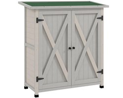 Sweiko Tuinhuis - Houten gereedschapsschuur - 2 planken - Asfaltdak - 110 x 55 x 117 cm - Lichtgrijs