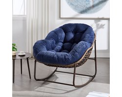 Sweiko Tuinschommelstoel - Rotan - Gestoffeerd - Buiten Schommelstoel - Marineblauw