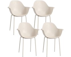 Sweiko Tuinstoelen - Set van 4 - Buitenstoel - 59cm x 55cm x 84cm - Beige