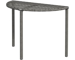 Sweiko Tuintafel - Balkontafel - Halfrond - Polyrattan+Metaal - 100x50x74 cm - Grijs