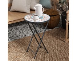 Sweiko Tuintafel - Opvouwbare bijzettafel - Metalen frame - Keramisch tafelblad - Mozaïekpatroon