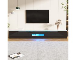 Sweiko TV kast - 180cm - Hoogglans afwerking - Met 16 kleuren LED verlichting - Aan de muur te bevestigen - Wit + Zwart