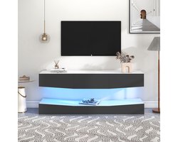 Sweiko TV Kast Hangende TV Stand met LED Verlichting TV kast Zwarte Grijs muur gemonteerde drijvende TV stand entertainment media console woonkamer home center