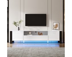 Sweiko TV kast - Hoogglans - LED-verlichting - Opbergruimte - Grote lade - Wit