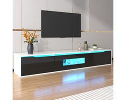 Sweiko TV kast - Hoogglans - LED verlichting - TV meubel - Zwart + Wit