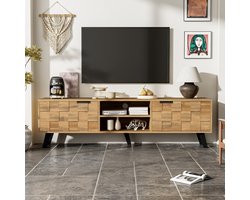 Sweiko TV-meubel - 2 deuren + 2 open vakken - 160.5 x 35.5 x 45 cm - Natuurlijk