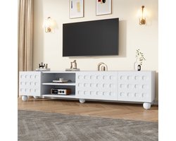 Sweiko TV-meubel - Geometrisch patroon - Lage kast - Geschikt voor TV's van 80 inch - Wit