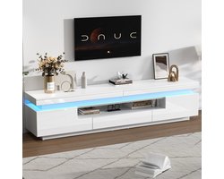 Sweiko TV-meubel - Hoogglans - LED-verlichting - Met lades - Wit