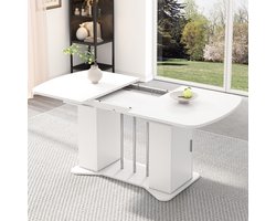 Sweiko Uitschuifbare Eettafel - 120/160 x 80 cm - Opbergruimte - Voor 4-6 personen - Wit