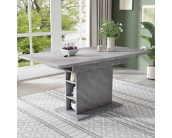 Sweiko Uittrekbare Eettafel, Eettafel met opbergruimte, Rechthoekige eettafel, Koffievrijetijdstafel, Moderne eenvoudige eettafel, Ruimtebesparende multifunctionele eettafel, Betonlook