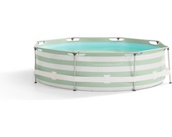 Swim Essentials | Groen/Wit Gestreept Opzet Zwembad Rond 305x76 cm