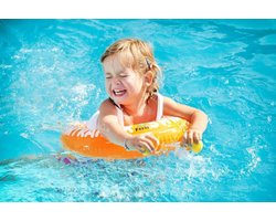 SWIMTRAINER "Classic" ® oranje (2 tot 6 jaar, 15kg-30kg) DE VEILIGE BABY ZWEMBAND: ZWEMTRAINER | (Keurmerken: CE-TüV-EN13138-1:2014)