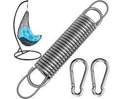Swing Spring voor Hangstoel met 300 kg Draagvermogen - 2 M10 Karabijnhaken - 1 Draaiering en 1 Veer - 304 RVS Ophangmateriaal voor Hangstoel, Bokszak en Yoga