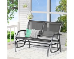 Swing stoel 2-zits tuinbank tuin swing banking park metalen tuinmeubels zwart 120 x 70 x 88 cm
