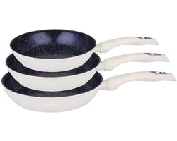 Swiss Haus® FP3CR 3 Delige Koekenpannenset Inductie - Ø 20/24/28 cm - PFAS Vrij - Koekenpan Voor Alle Warmtebronnen - Pannen - Keramische Sapphire™ Antiaanbaklaag - Creme