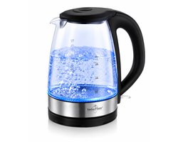 Swiss Haus® GWK2217 Waterkoker – 1,7L – 1500W – Glazen Waterkoker met Blauw LED Licht – RVS – Zermatt Glacier Collection