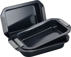 Swiss Haus® ORP3B 3 Delige Ovenschaal Set - PFAS Vrij - Rechthoekig Braadslede met Sapphire™ Antiaanbaklaag - Zwart