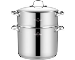 Swiss Haus® VC20 Stoompan Inductie - Ø20 cm / 6.0L - RVS Couscous Pan met Stoommand – PFAS Vrij – Ovenbestendig tot 260°C – Vaatwasserbestendig – Soeppan met Deksel - RVS
