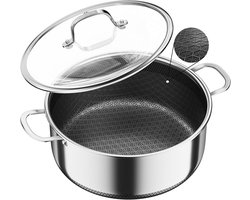 Swiss Haus® ZGC32 Braadpan Inductie met Deksel - Ø 32 cm / 9.7 Liter Soeppan - PFAS Vrij - Kookpan Voor Alle Warmtebronnen - Pan met Krasbestendige Antiaanbaklaag - Oven & Vaatwasbestendig - RVS