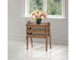 Swiss Homes | Bijzettafel - 3 Delig Set - Luxe Tafels - MDF | Bruin / Hout