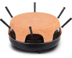 Swiss Pro - 6 persoons - Inc pizza snijder - Handgemaakte terracotta koepel - 6 Geïsoleerde bak spatels - RVS bakplaat - Cool touch