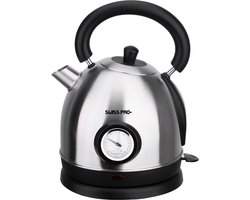 Swiss Pro+ - retro line - waterkoker 1.8 L - 2200W - elektrisch - classic design - 2022 model - metallic silver edition