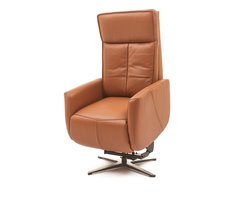 Swiss-Relax - Sta op stoel - Sereno - Cognac - Leer - gebruiksklaar afgeleverd - leder - draaibaar - elektrisch - relaxfauteuil
