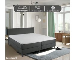 Swissbox ® - Boxspring 180x200 - Luxe pocketvering 7 zone - Complete set met topper - Antraciet