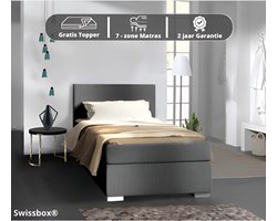 Swissbox ® - Boxspring 90x200 - Luxe pocketvering 7 zone - Complete set met topper - Antraciet