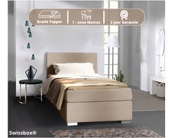 Swissbox ® - Boxspring 90x200 - Luxe pocketvering 7 zone - Complete set met topper - Beige