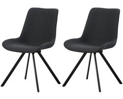 Swivel stoel set van 2 in antraciet - Emilia draaistoel met 360 graden functie - 52cm