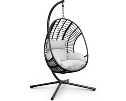 Swoods XXL Egg Hangstoel met Standaard – Hangstoel voor Buiten en Binnen – Egg Chair – Ei Stoel – tot 150 kg – Incl. Kussens
