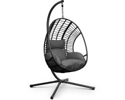Swoods XXL Egg Hangstoel met Standaard – Hangstoel voor Buiten en Binnen – Egg Chair – Ei Stoel – tot 150 kg – Incl. Kussens
