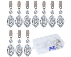 Swpeet 10-delige set tafelkleedgewichten met metalen clip, kristallen glazen druppelprisma's als hangers voor picknicktafels, zware buitenactiviteiten