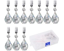Swpeet 10-pack Marquise tafelkleedgewichten met 10 metalen clips, kristalglas traanvormige prisma hanger tafelkleedgewichten voor picknicktafels, tafelkleedgewichten, zware buitenkleding