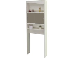 Symbiose WC Wasmachine Wit Taupe Front 6090A2191A17 badkamerkasten hoog