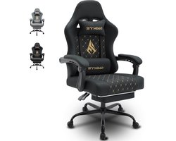 Symino FZ Gaming Stoel 200 kg – Racing-Style Gamestoel met Uittrekbare Voetensteun, 155° Rugleuning & 3D Armleuningen – Gepolsterd PU-leer – Zwart
