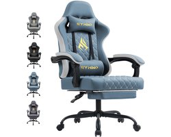Symino FZ Gaming Stoel - Met Voetsteun en Verstelbare Rugleuning - Ergonomische Bureau - 200 kg - Racing Style Gamestoel - PU Leer - blauw