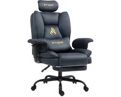 Symino sofa Gamingstoel - Directiestoel - Ergonomische bureaustoel met imitatiebont - Met voetensteun - In hoogte verstelbaar - Computerstoel - Draagvermogen 130 kg - grijs