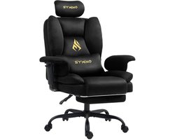 Symino sofa Gamingstoel - Directiestoel - Ergonomische bureaustoel met imitatiebont - Met voetensteun - In hoogte verstelbaar - Computerstoel - Draagvermogen 130 kg - Zwart