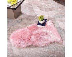 Synthetische Schapenvacht - Luxe Kussens en Kleden - 50 x 80 cm - Roze - Kunstmatig Bont