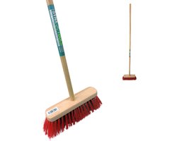 Synx Tools Harde Tuinbezem Nylon - 30 cm - Straatbezem - Bezem rood - Besem Veger - Buiten Bezem met steel 120 cm - Schoonmaakartikelen - Schrobborstels