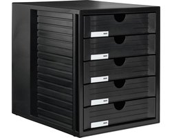 Systembox Ladenblok DIN A4 met 5 Gesloten Laden - Zwart - Opbergoplossing voor Kantoor sorteerkast