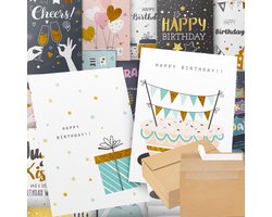 Systemyze 40x Luxe Verjaardagskaarten Set Met Envelop - Wenskaarten Volwassenen en Kinderen – A6 Formaat