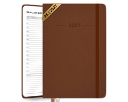 Systemyze Agenda 2027 A5 - Weekplanner - Maandplanner - Planner - Jaarplanner 2027 - Incl. Tijdsindeling - Softcover - Bruin
