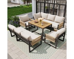 Sytifro loungeset voor 7-8 personen - Tuinset - loungeset tuin met zitgedeelte - tuinmeubelset voor tuin, balkon, terras - weerbestendige zit- en eetset - moderne tuinset